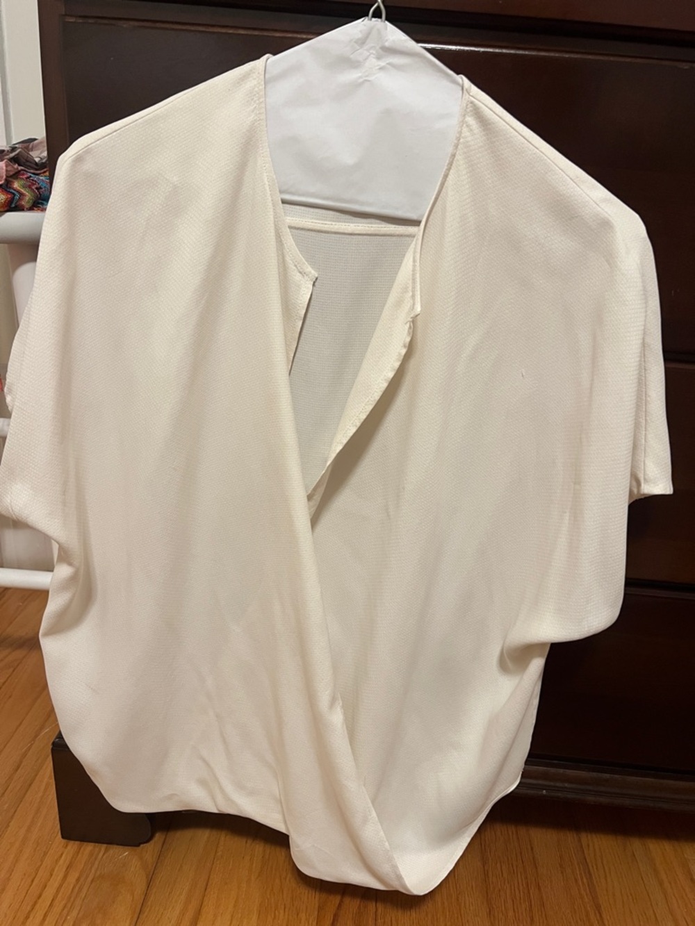 Vince Cream Wrap-Style V-Neck Draped Blouse